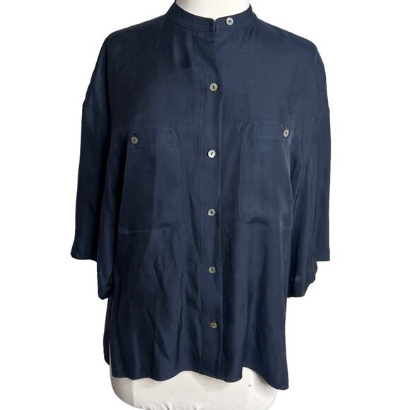 Vince Silk Blend Utility Shirt blue Sz S - Picture 4 of 9